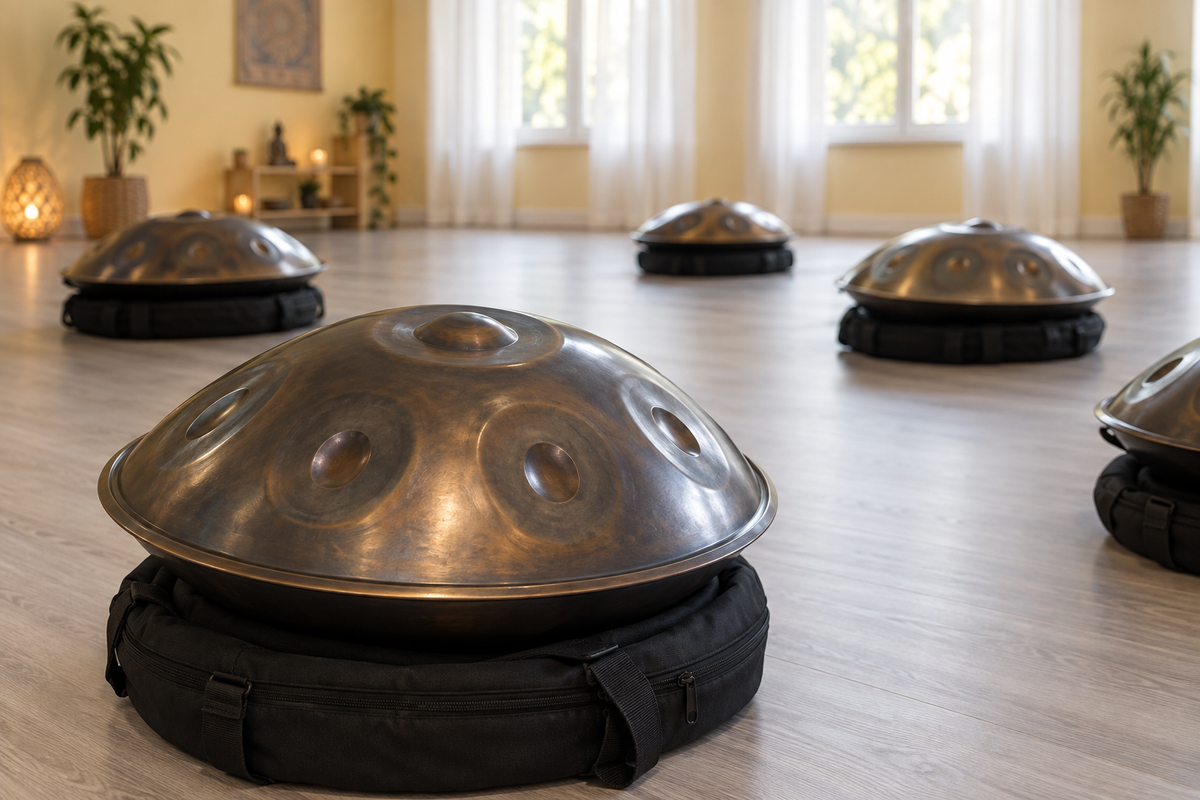 Handpans im geräumigen Raum